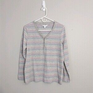 Women's Top Size Small Sleep Shirt Long Sleeve Stripe Charter Club Intimates